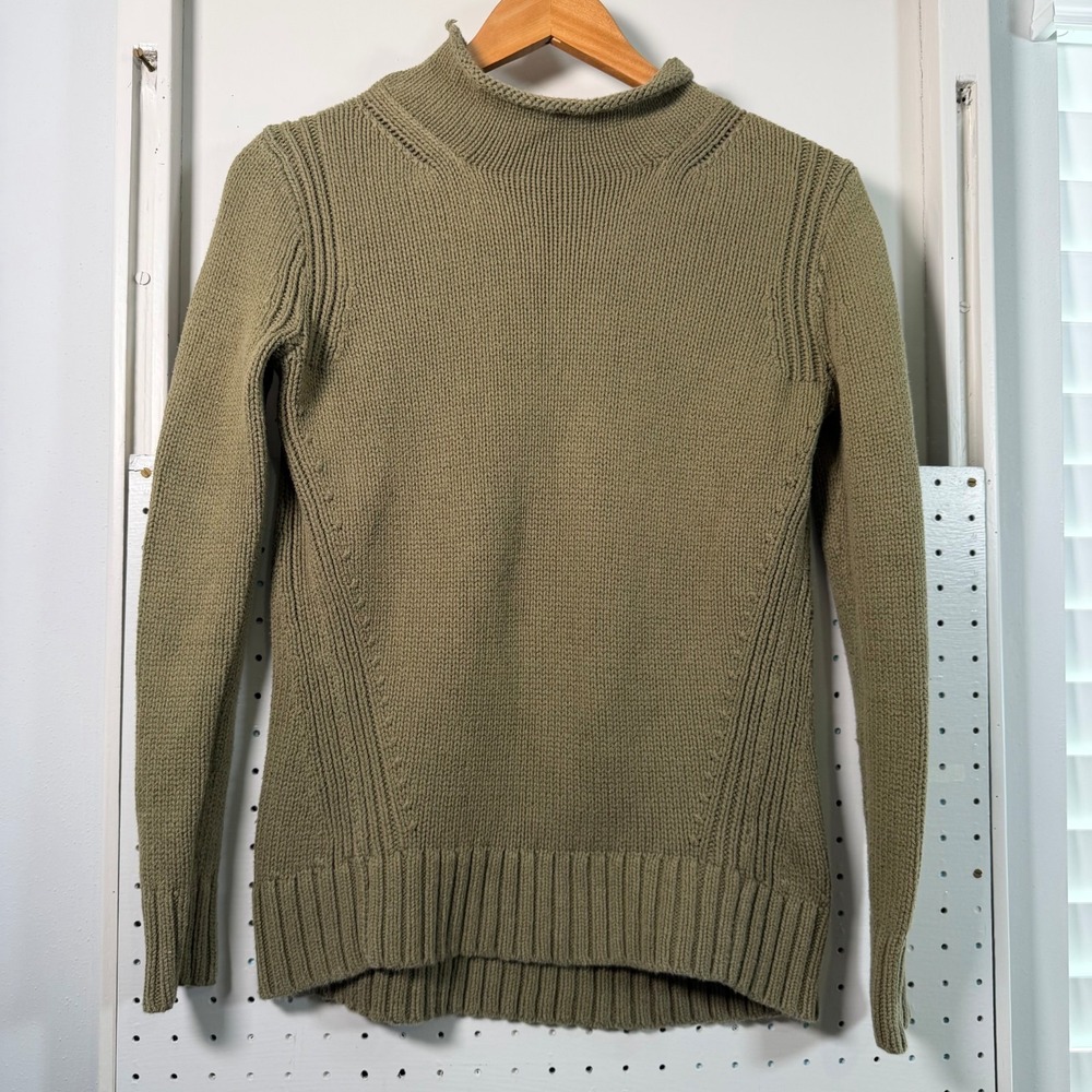 J.Crew Always Sweater Women's Olive Green Rolled Neck Pullover‎ Long Sleeve - XS